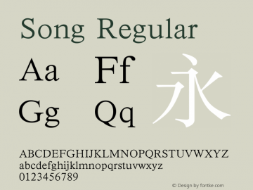 Song 常规 Version 1.00 June 20, 2017, initial release Font Sample