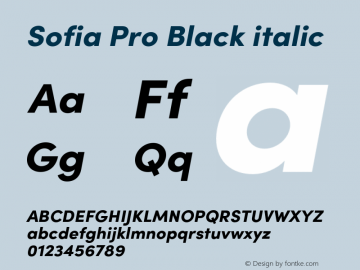 Sofia Pro Black italic Version 4.0 Font Sample