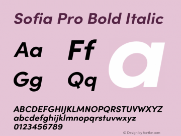 Sofia Pro Bold italic Version 4.0 Font Sample