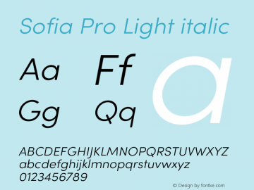 Sofia Pro Light italic Version 4.0 Font Sample