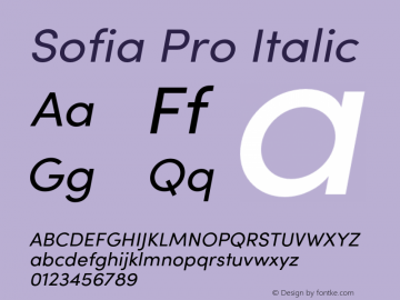 Sofia Pro Regular italic Version 4.0 Font Sample