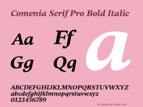 ComeniaSerifPro-BoldItalic Version 001.001 Font Sample