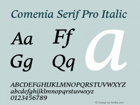 ComeniaSerifPro-Italic Version 001.001 Font Sample