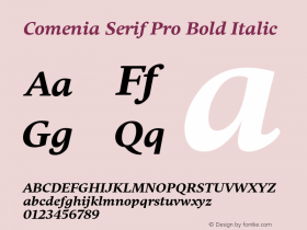 ComeniaSerifPro-BoldItalic Version 001.001 Font Sample