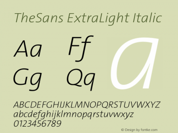 TheSans ExtraLight Italic Version 2.000 | w-rip DC20190805 Font Sample