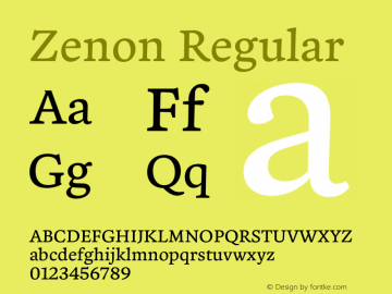 Zenon Version 2.000 | w-rip DC20160305 Font Sample