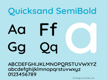 Quicksand SemiBold Version 3.004 Font Sample