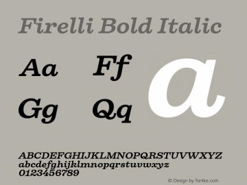 Firelli Bold Italic Version 1.007 Font Sample