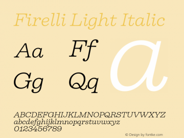 Firelli Light Italic Version 1.007 Font Sample