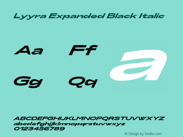 LyyraExpanded-BlackItalic Version 1.001 | w-rip DC20200910 Font Sample