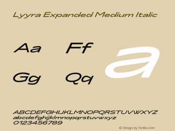 LyyraExpanded-MediumItalic Version 1.001 | w-rip DC20200910 Font Sample