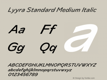 Lyyra Standard Medium Italic Version 1.001 | w-rip DC20200910 Font Sample