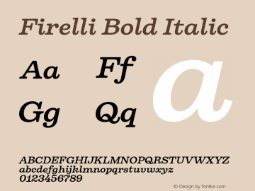 Firelli Bold Italic Version 1.006 Font Sample