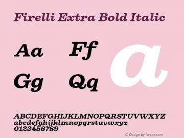 Firelli Extra Bold Italic Version 1.006 Font Sample