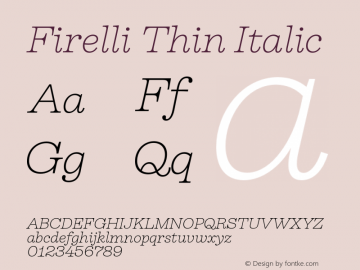 Firelli Thin Italic Version 1.006 Font Sample