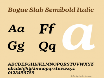 Bogue Slab Semibold Italic Version 1.000;hotconv 1.0.109;makeotfexe 2.5.65596图片样张