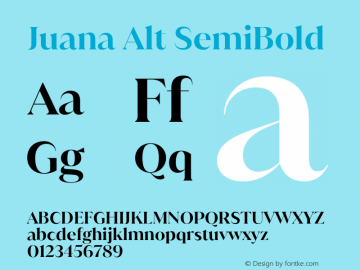 Juana Alt SemiBold Version 1.001;hotconv 1.0.109;makeotfexe 2.5.65596 Font Sample