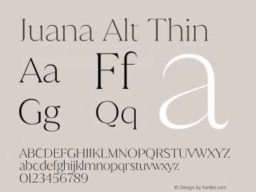 Juana Alt Thin Version 1.001;hotconv 1.0.109;makeotfexe 2.5.65596 Font Sample