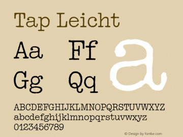 Tap Leicht Version 2.001 Font Sample