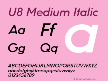 U8-MediumItalic Version 002.000 Font Sample