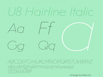 U8-HairlineItalic Version 2.000图片样张