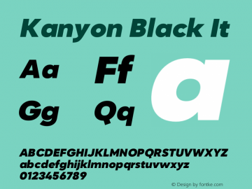 Kanyon-BlackIt Version 1.000 | wf-rip DC20200905 Font Sample