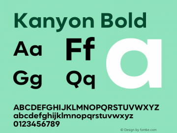 Kanyon-Bold Version 1.000 | wf-rip DC20200905 Font Sample