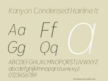 KanyonCn-HairlineIt Version 1.000 | wf-rip DC20200905 Font Sample