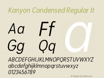 KanyonCn-RegularIt Version 1.000 | wf-rip DC20200905 Font Sample