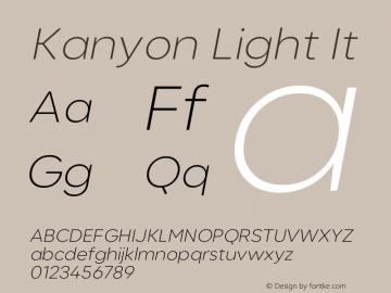 Kanyon-LightIt Version 1.000 | wf-rip DC20200905 Font Sample