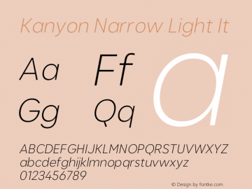 KanyonNr-LightIt Version 1.000 | wf-rip DC20200905 Font Sample