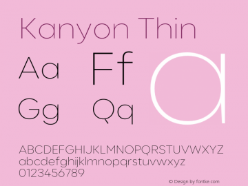 Kanyon-Thin Version 1.000 | wf-rip DC20200905 Font Sample