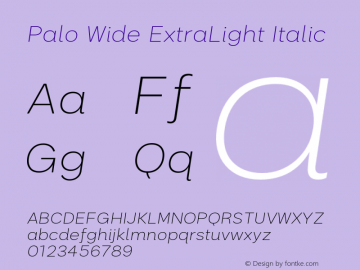 Palo-WideExtralightItalic Version 1.000;hotconv 1.0.109;makeotfexe 2.5.65596图片样张