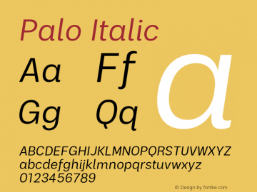 Palo-Italic Version 1.000;hotconv 1.0.109;makeotfexe 2.5.65596图片样张