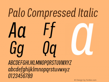 Palo-CompressedItalic Version 1.000;hotconv 1.0.109;makeotfexe 2.5.65596图片样张