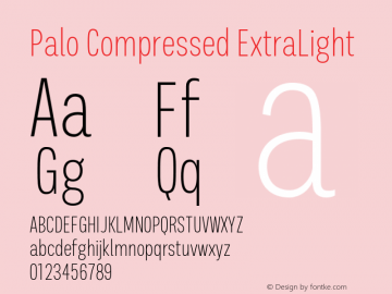 Palo-CompressedExtralight Version 1.000;hotconv 1.0.109;makeotfexe 2.5.65596图片样张