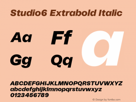 Studio6 Extrabold Italic Version 1.002;hotconv 1.0.109;makeotfexe 2.5.65596图片样张