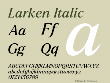 Larken Italic Version 1.000;hotconv 1.0.109;makeotfexe 2.5.65596图片样张