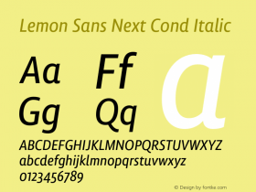 Lemon Sans Next Cond Italic Version 2.012;hotconv 1.0.109;makeotfexe 2.5.65596图片样张