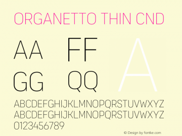 Organetto Thin Cnd Version 1.000;hotconv 1.0.109;makeotfexe 2.5.65596 Font Sample