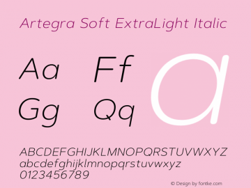 ArtegraSoft-ExtraLightItalic Version 1.000 | wf-rip DC20200705 Font Sample