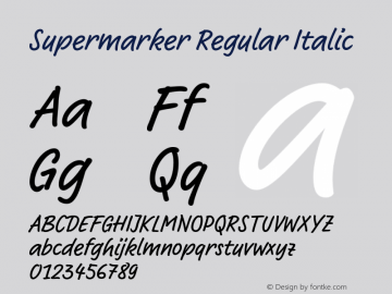 Supermarker-Italic Version 1.000 Font Sample
