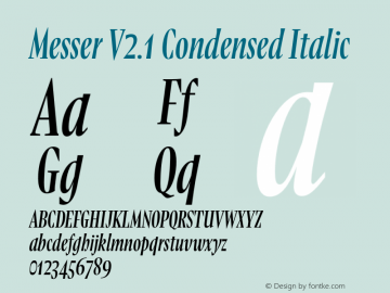 MesserV2.1 Condensed Italic Version 2.001 | Demo Font Sample