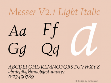 MesserV2.1 Light Italic Version 2.001 | Demo Font Sample