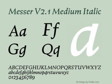MesserV2.1 Medium Italic Version 2.001 | Demo Font Sample