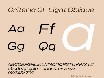 Criteria CF Light Oblique Version 1.000;PS 001.000;hotconv 1.0.88;makeotf.lib2.5.64775图片样张