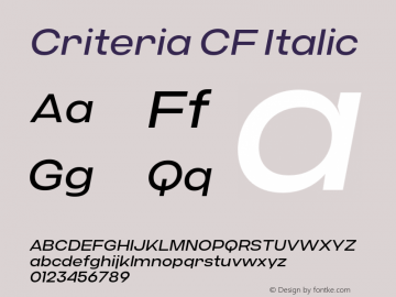 Criteria CF Regular Oblique Version 1.000;PS 001.000;hotconv 1.0.88;makeotf.lib2.5.64775图片样张