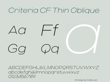 Criteria CF Thin Oblique Version 1.000;PS 001.000;hotconv 1.0.88;makeotf.lib2.5.64775图片样张