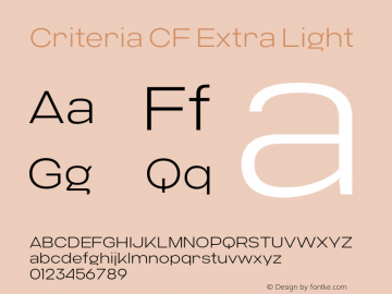 Criteria CF Extra Light Version 1.000;PS 001.000;hotconv 1.0.88;makeotf.lib2.5.64775图片样张