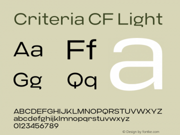 Criteria CF Light Version 1.000;PS 001.000;hotconv 1.0.88;makeotf.lib2.5.64775图片样张